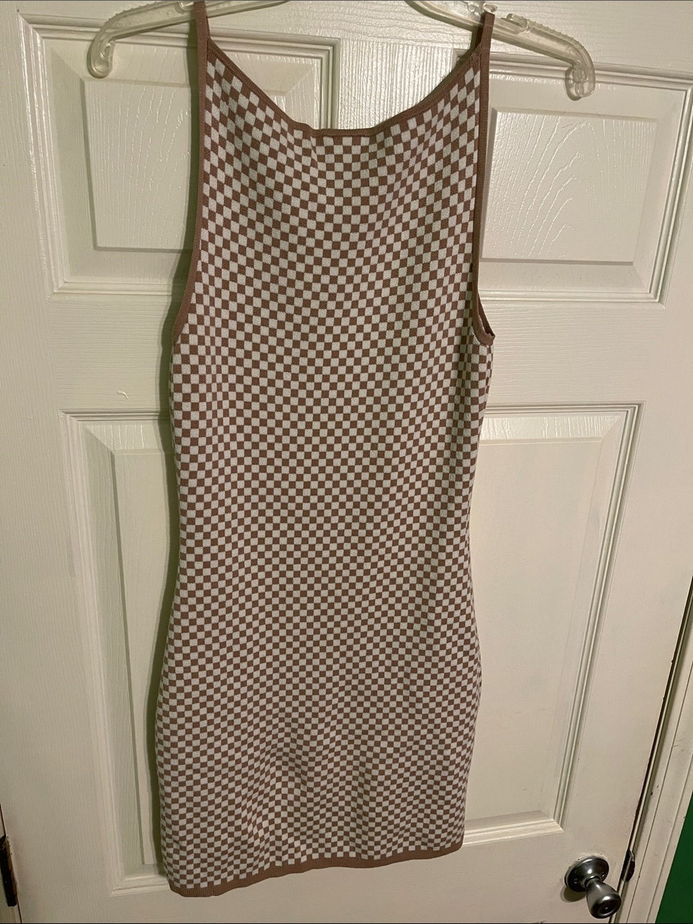 Abercrombie & Fitch Brown and White Checker Ribbed Tank Dress - Picture 2 of 6